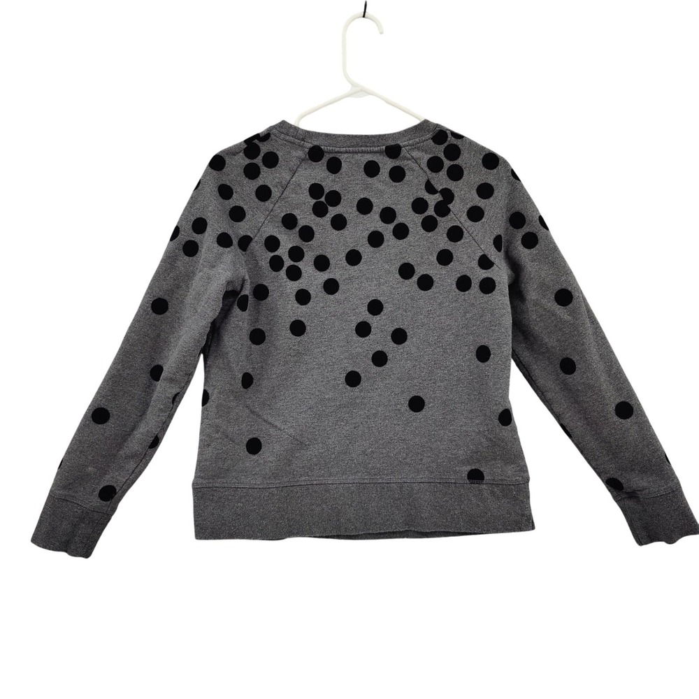 Boden Womens Preppy Whimsical Sweatshirt S Gray Black Flocked Polka Dot Pullover - Picture 4 of 16